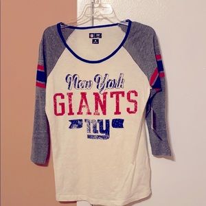Boat Neck NY Giants 3/4 Sleeve Shirt